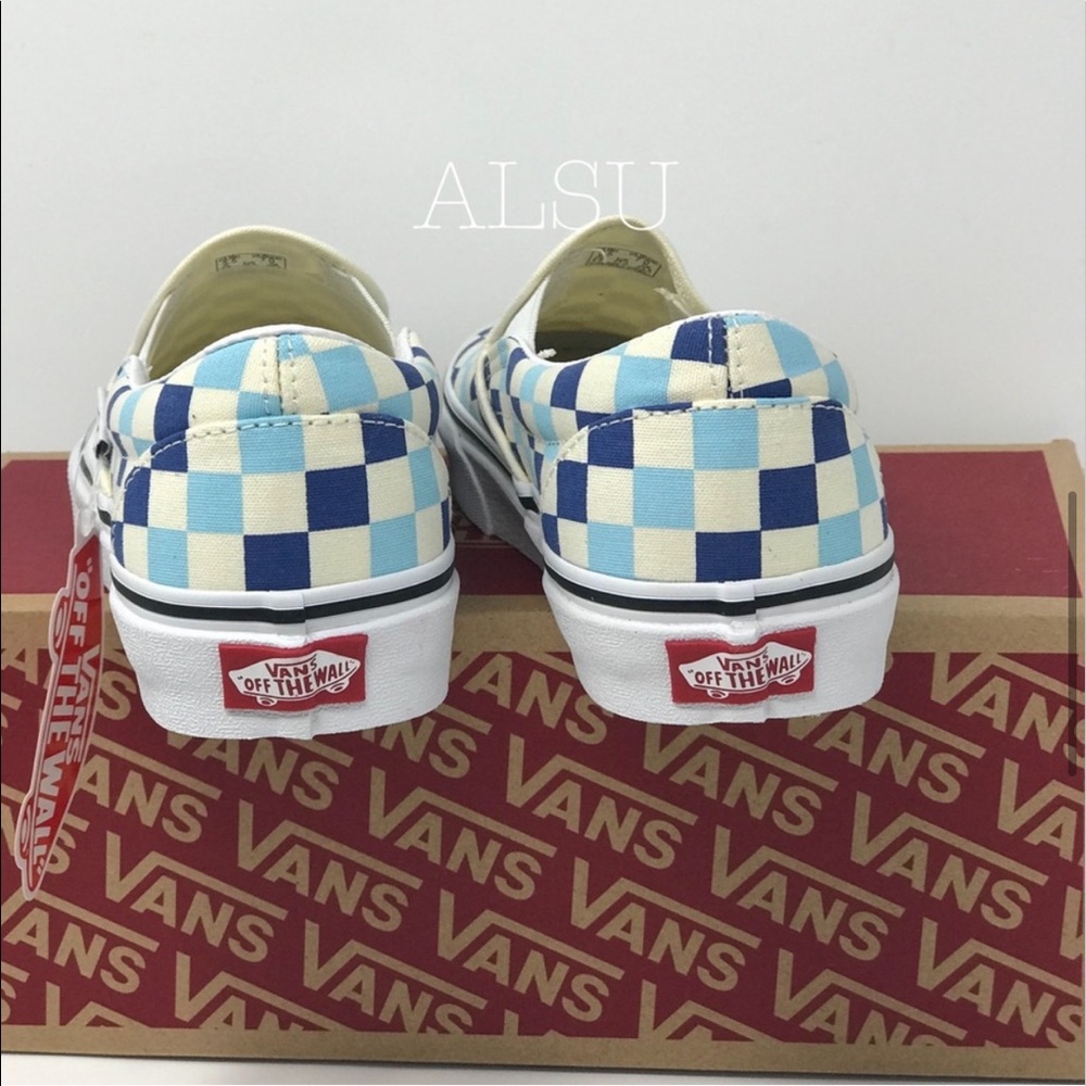 💖MEGA SALE💖VANS Classic Slip On Checkerboard Casual Blue az  Men’s  VN0A38F7QC - Picture 5 of 11